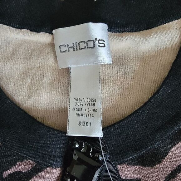 Chico's Bejeweled Animal Snap Front Cardigan. NWT. Size 1. - Picture 6 of 8